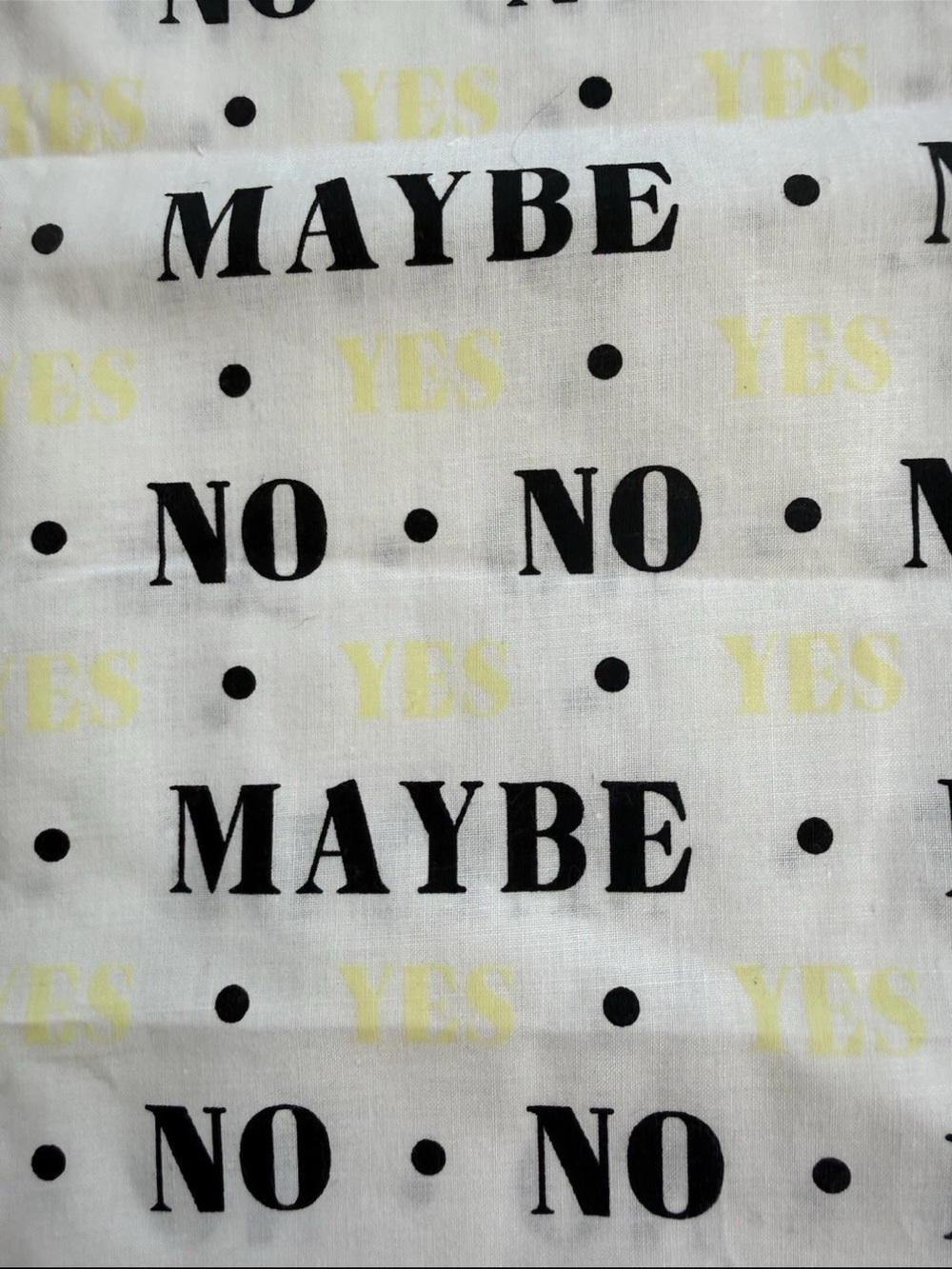 Vintage 80s  Mainzer Minton Co Fabric Yes No Maybe Quilting Cotton 1yd+19"Lx59"W